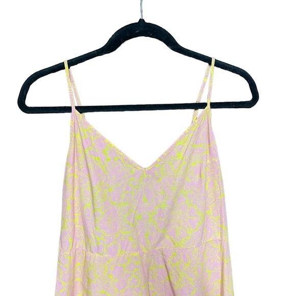 Anthropologie Lilka Saffron Romper Culottes Tie Back Floral Pink Yellow Small - Picture 3 of 12